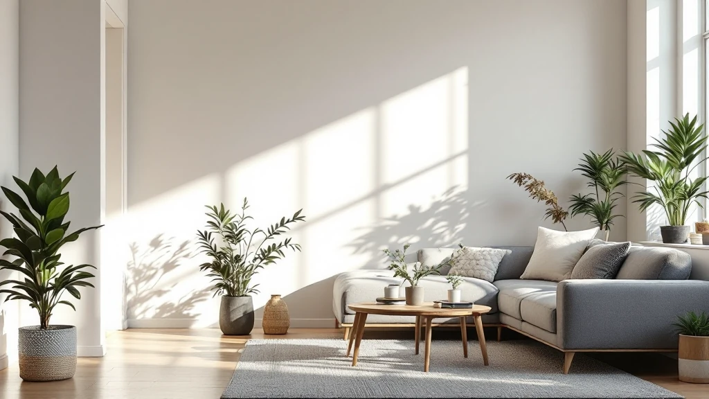 Warm white painted walls in bright living space