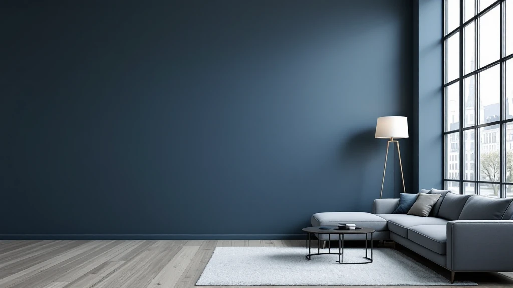 Slate blue painted wall in living room